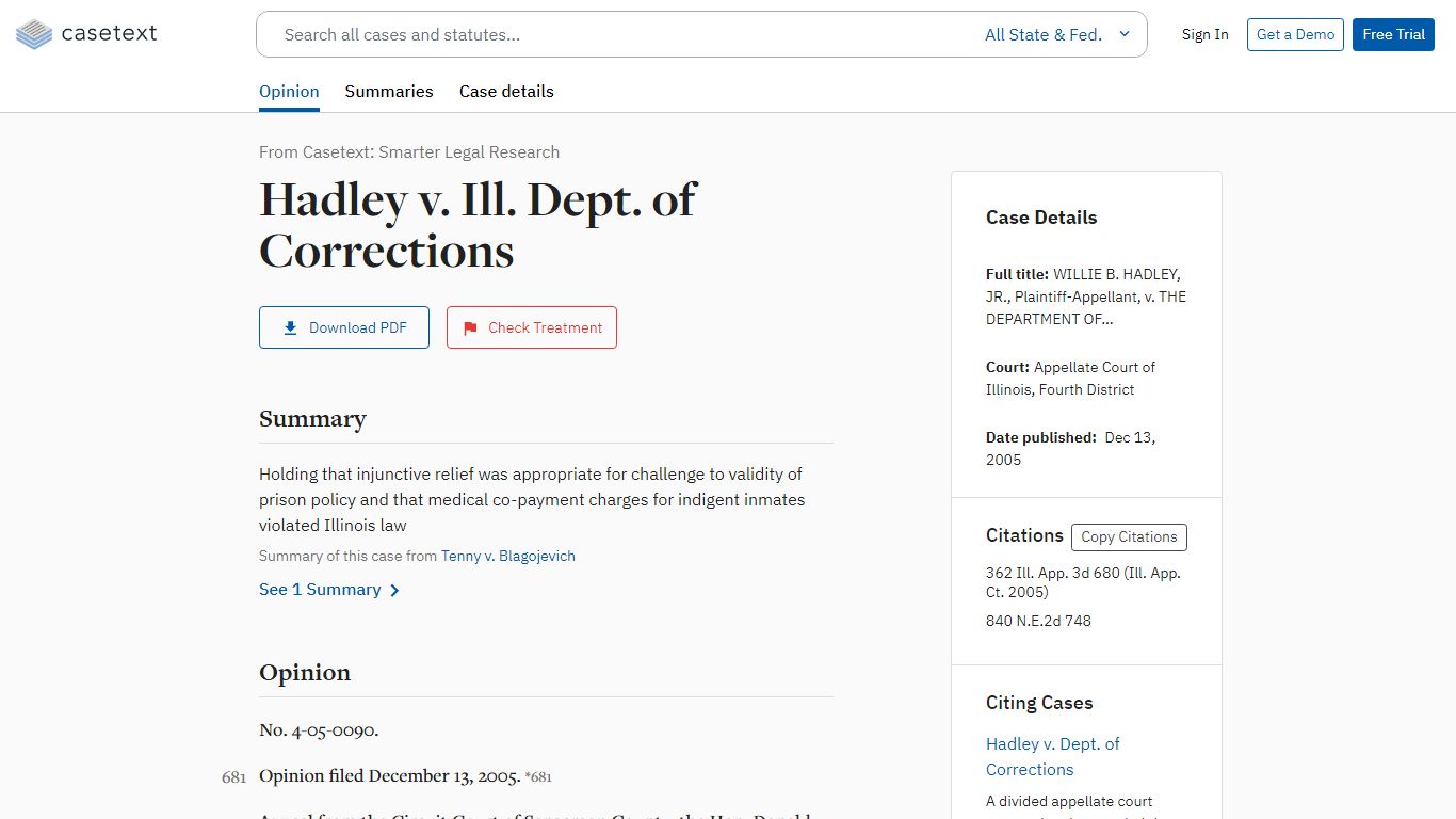 Hadley v. Ill. Dept. of Corrections - Casetext