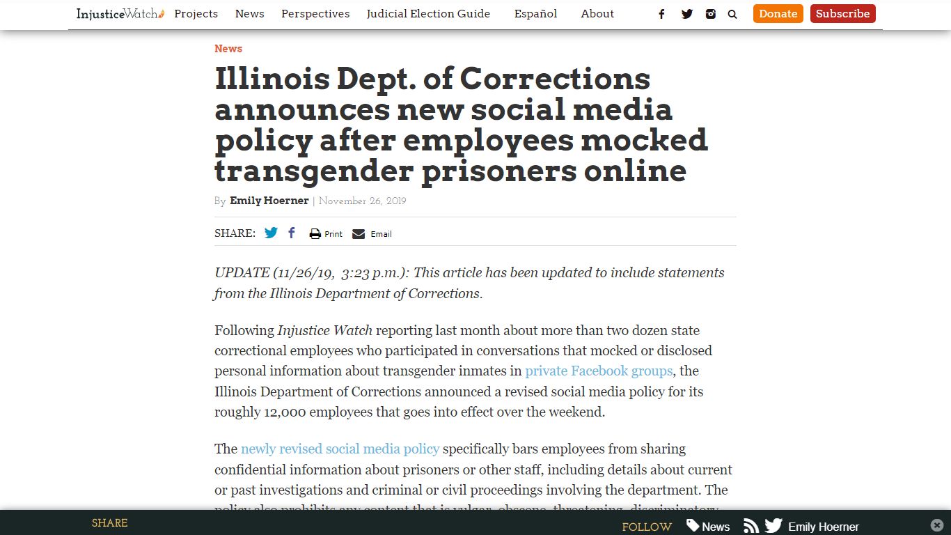 Ill. Dept. Of Corrections: New Policy After Transgender Prisoners Mocked